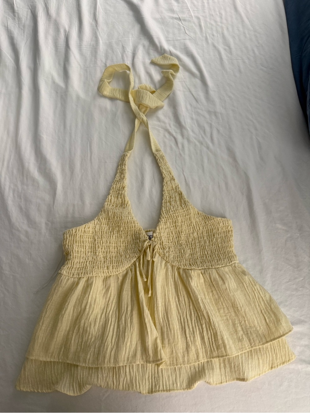 Trixxi Pale Yellow Smocked Halter Camisole